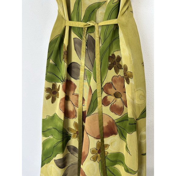 Vintage Adrianna Papell Art To Wear Floral Maxi Dress Medium Green Sheer India - Picture 9 of 10